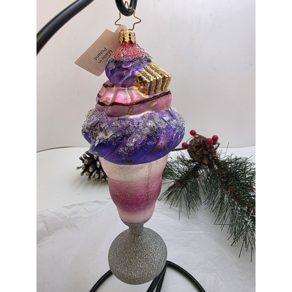 Christopher Radko Sundae FunDay 1016705 Ice Cream Christmas Ornament 7" Poland